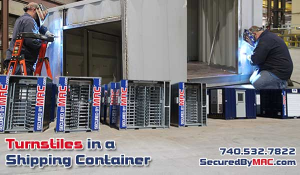 MSSI, turnstiles in a shipping container, turnstile in a shipping container, Modular Security Systems Inc. 